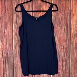 Eileen Fisher Womens Navy Blue Basic Tank Top Staple Stretch Size Small S